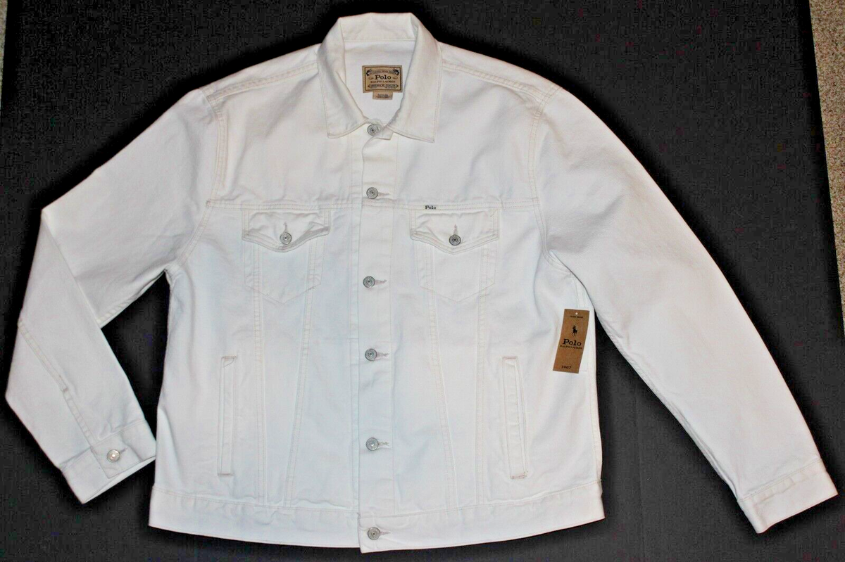 Polo Ralph Lauren White Denim Jacket Dyed Logo P 1967 USA Polo Ralph Lauren White Denim Jacket Dyed Logo P 1967 USA