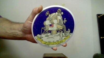 NICE CERAMIC MOON LANDING PLAQUE NICE GLAZE