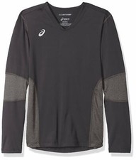 ASICS Unisex-Child Jr. Decoy Long Sleeve, Steel Grey/Heather Grey, M