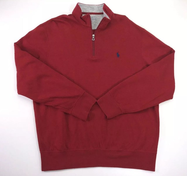 Polo Ralph Lauren Performance Sweater Pullover Red Half-Zip Mens Sz Large | eBay