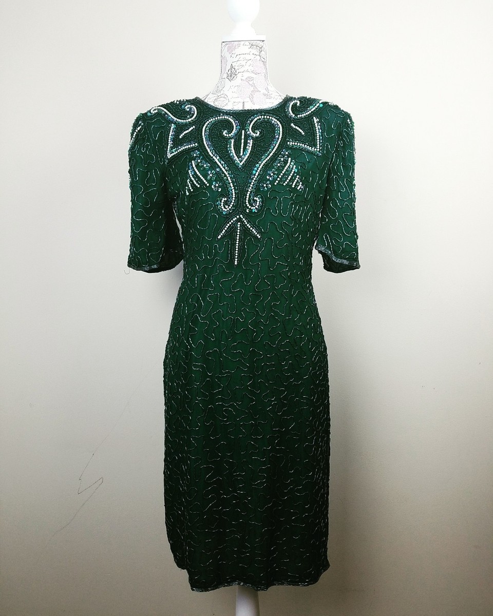 emerald green art deco dress Angel Sleeve Emerald Green 20s Flapper Great Gatsby Charleston Downton Abbey Wedding Guest Bridesmaid Jazz age party Art Deco Dress Handmade