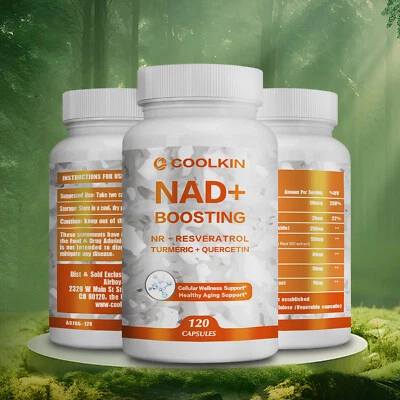 COOLKIN NAD + Boosting 500mg-NR,Resveratrol,Quercetin-Support Cellular Energy,Anti-aging