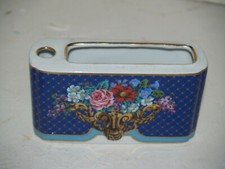 Neiman Marcus Ceramic Toothbrush holder Blue with Flowers