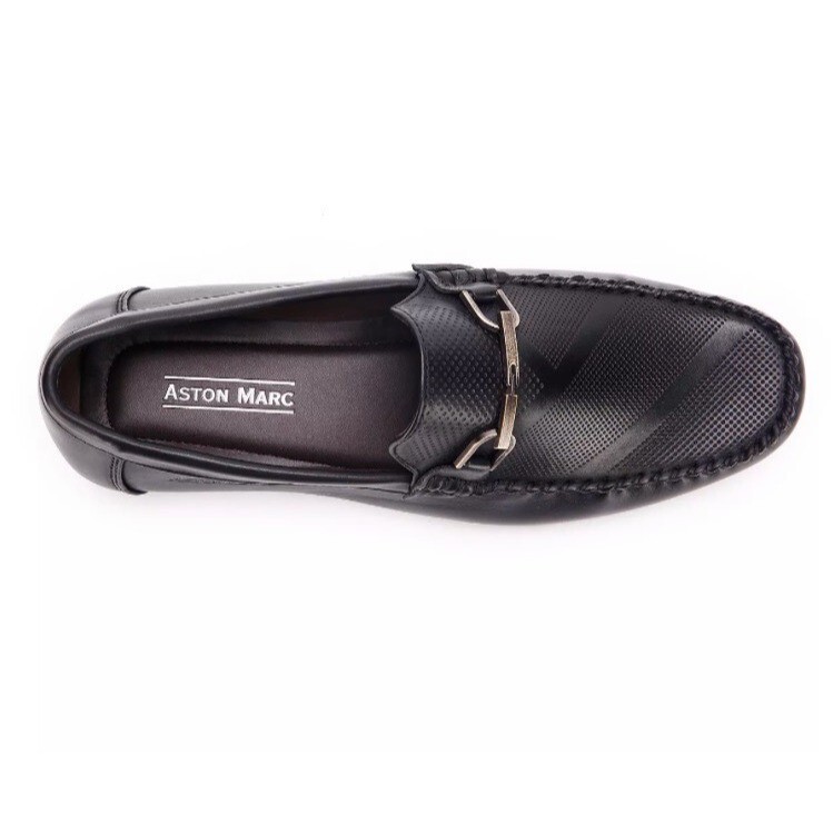 ASTON MARC Mens Perforated Buckle Loafers Black Size 13 NIB  display picture 1