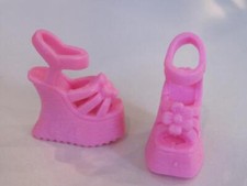 FASHION FEVER FASHIONISTAS BARBIE DOLL SHOES FLOWER PINK CHUNKY WEDGE SANDALS