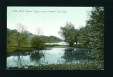 Charles City Iowa IA circa 1907 Old Wooden Row Boat, Cedar River & Long Island
