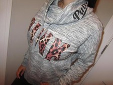Victoria's Secret Pink Pullover Cowl Neck Cheetah Graphic Sweatshirt tunic XS