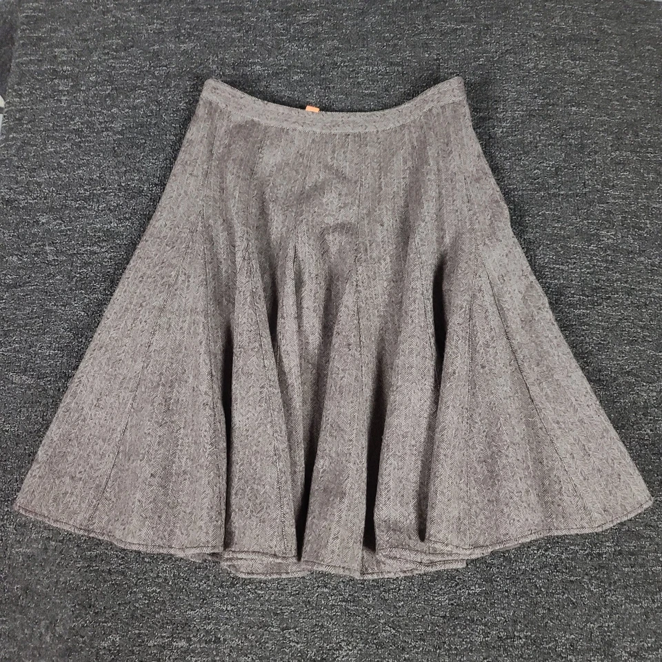 Wool Skirt Womens 6 Gray Banana Republic Pleated Flared Lined Side Zip Business - Image 3 of 4
