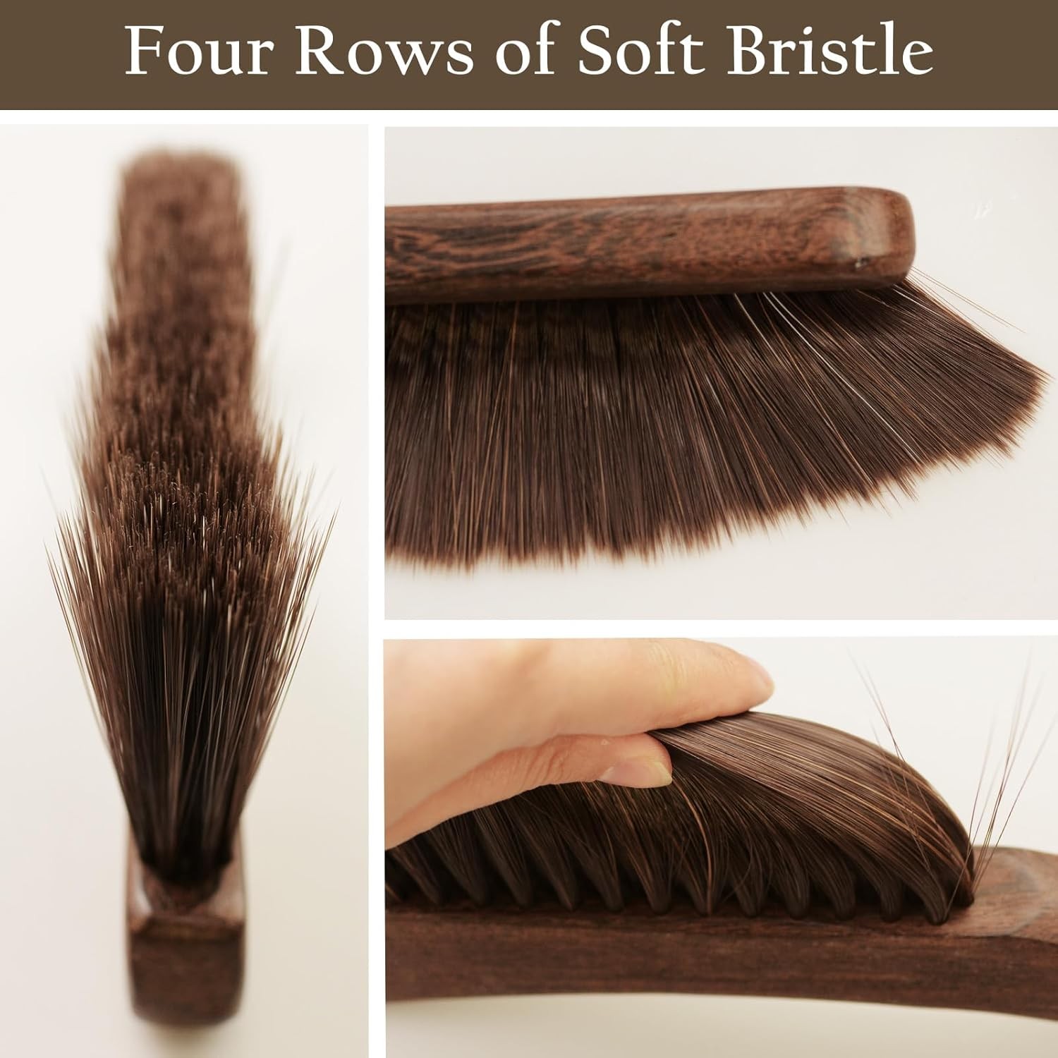 1 Pieces Woooden Hand Whisk Broom Dust Brush with Curved Wood Handle Soft 