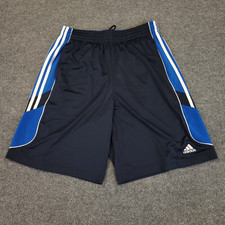 Adidas Athletic Gym Shorts Mens Large 3 Tone Poly Drawstring Stretch Waist