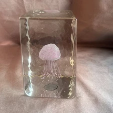 Dynasty Gallery 3D Trapezium shaped Pink Jellyfish Paperweight with sticker