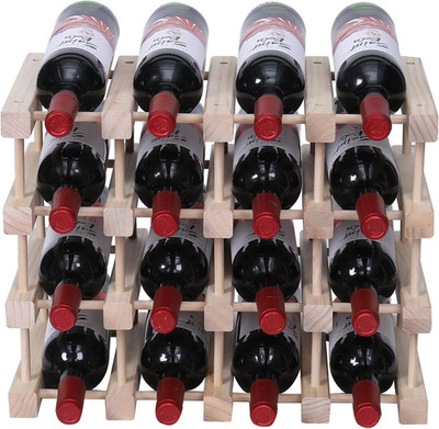 Compact Wooden Wine Rack - Stackable Countertop Holder for 15 Bottles