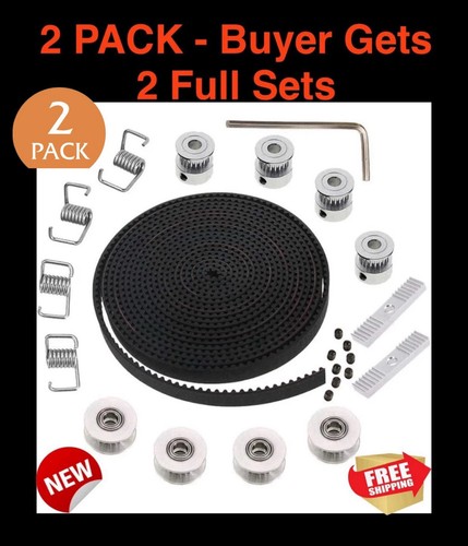 GT2 5M Timing Belt 6MM Width,20 Teeth 5mm Belt Pulley Wheel,Idler,Springs-2 PACK