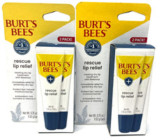  2 Burt's Bees Rescue Lip Relief 2 Pack New In Packaging 0.35 oz Each