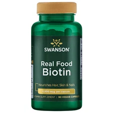 Swanson Real Food Biotin Vegetable Capsules, 2,500 Mcg, 90 Count