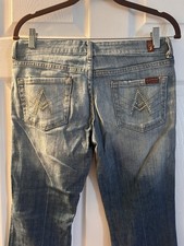 Seven 7 For All Mankind A Pocket Bootcut Womens Jeans Rhinestones Sz 26