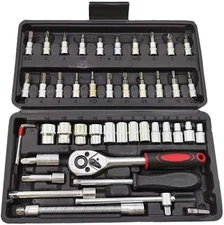 46PCS 1/4 Inch Drive Socket Set, Mini Ratchet Wrench Set with Storage Case, Prof