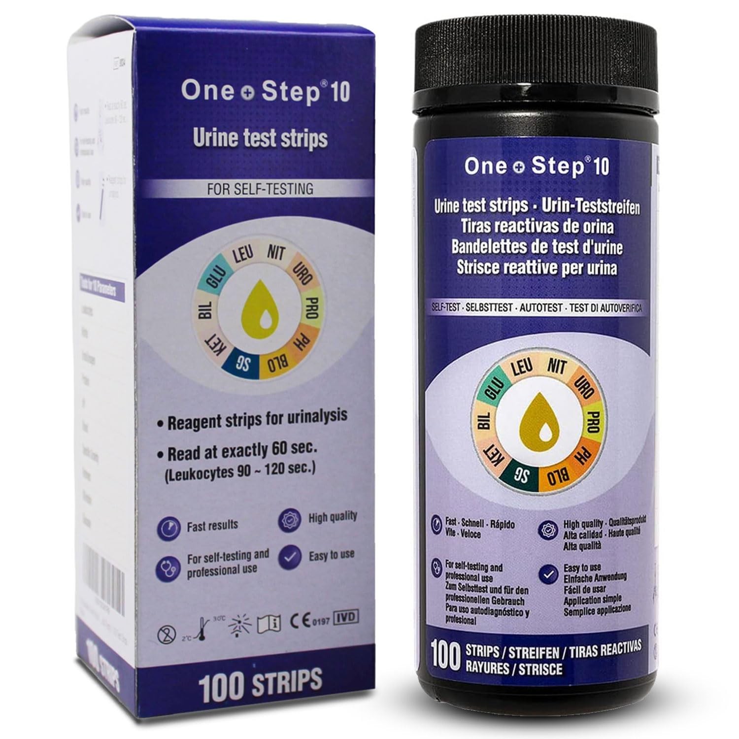 100 x 10-in-1 Parameter Urine Test Strips | Glucose, Ketone, 100