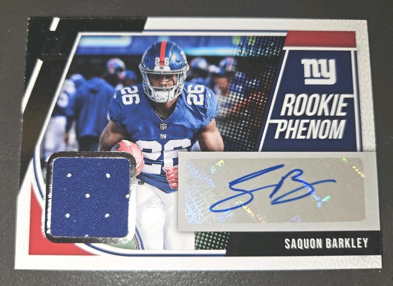 2018 Saquon Barkley Rookie Phenom AUTO /49 Panini Donruss Jersey Patch RPA