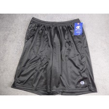 Champion Mens Mesh Athletic Shorts Black Size M Side Pockets Gym Training