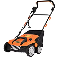 15 In. 13 Amp Corded Scarifier Electric Lawn Dethatcher W/50L Collection Bag Ora