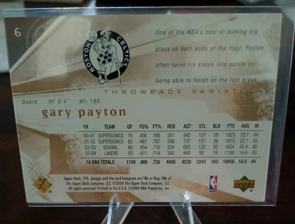 2004-05 UPPER DECK SPx GARY PAYTON THROWBACK VARIATION #217/500 LAKERS #6 - Image 2 of 2