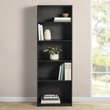 5-Shelf Bookcase with Adjustable Shelves, True Black Oak