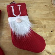 Red Christmas Gonk Stocking With Alphabet Letter “U”