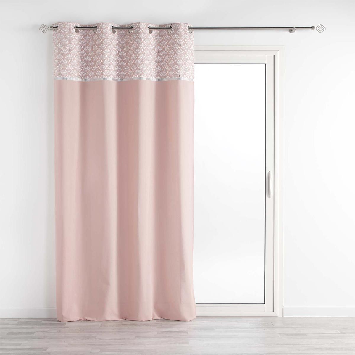 Rideau à œillets imprimé Art Chic rose 140x240cm pour décoration salon et grande fenêtre de chambre