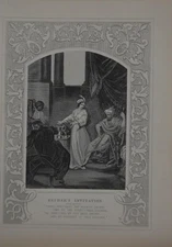 Antique Religious Art Esther's Invitation 1860 Christianity Original Engraving