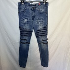 Boys Demolition Jeans Size 16 Skinny Zippers Light Wash