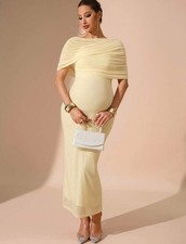 Yellow Maternity Dress for Summer Autumn Winter Baby Shower Maternity Dress