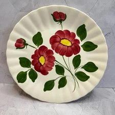 Blue Ridge Southern Potteries 10.5" Dinner Plate Red Flowers 15A No Chips