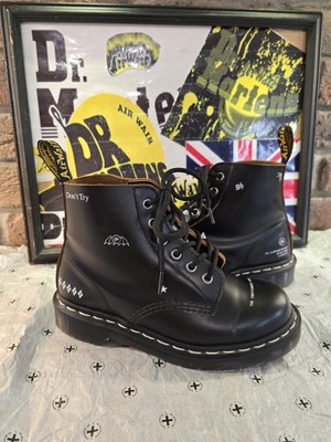 DR MARTENS 101 UB GOODHOOD BLACK WHITE SMOOTH LEATHER BOOTS SIZE 4