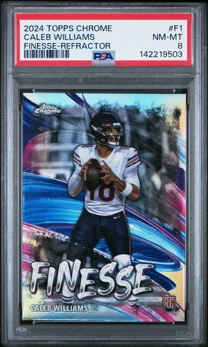 2024 TOPPS CHROME FINESSE REFRACTOR #F1 CALEB WILLIAMS ROOKIE RC PSA 8