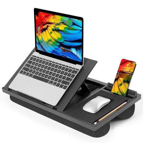 Adjustable Laptop Desk With Cushion Mouse Pad & Cellphone Slot Laptop Stand For - 第 8/9 張圖片