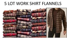 5 LOT Flannel Work Shirt Mens Outdoor Thermal Durable Multicolor Bulk Deal
