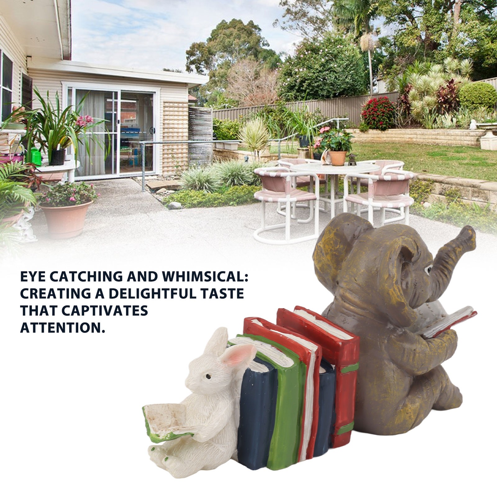 (Elephant And Reading) Desktop Ornaments Resin Crafts Garden Ornaments