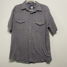 VTG Wrangler Western Shirt Mens Large Short Sleeve Pearl Snap Pro Rodeo