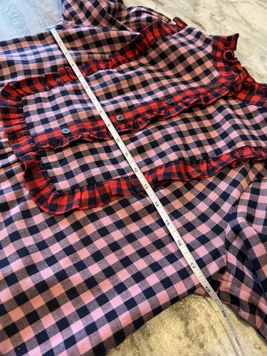 BODEN US4 Isla Frill Button Plaid Blouse Pink/Red Gingham Prairie Ruffle Top - Picture 4 of 9