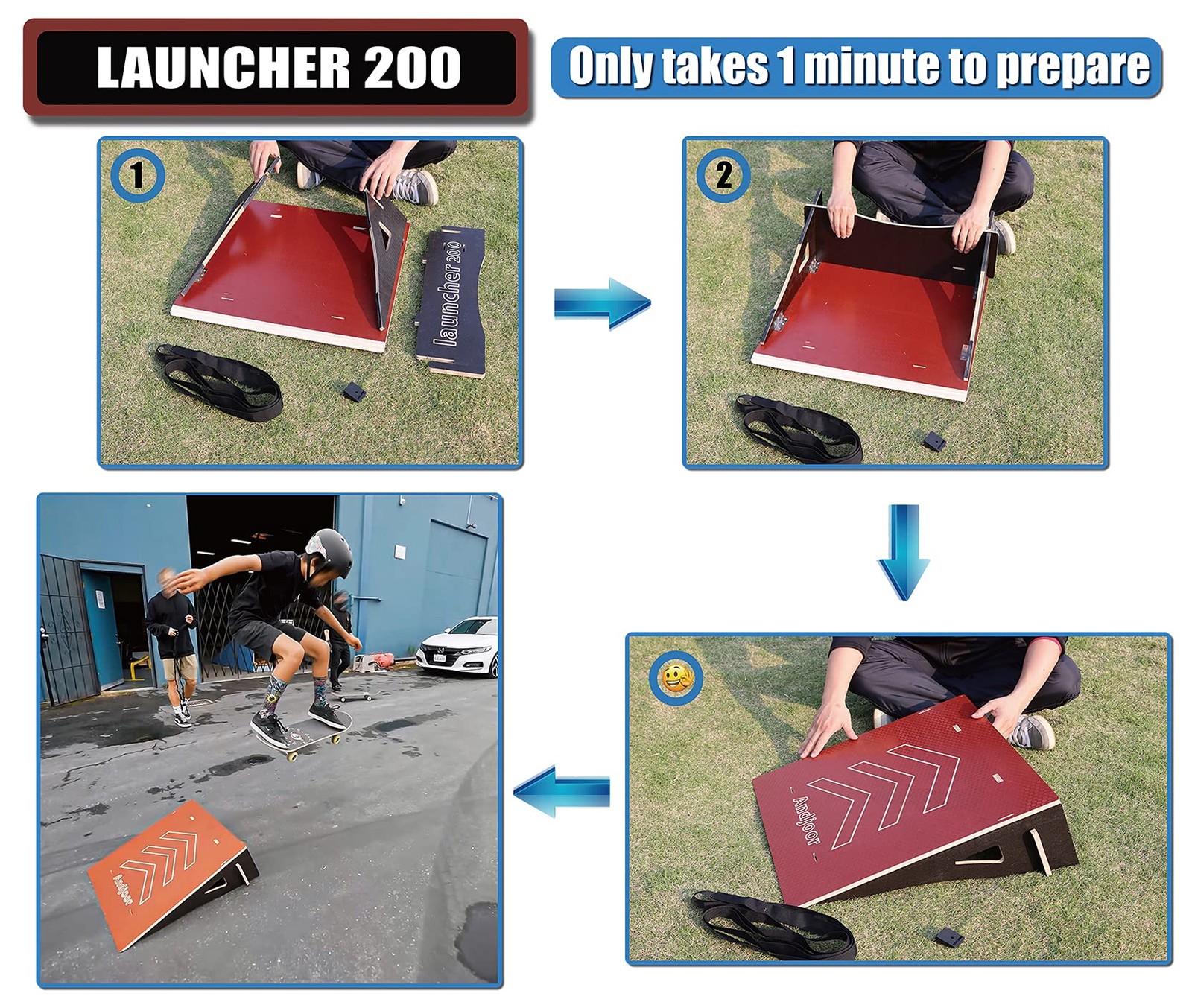 Kids Skateboard, BMX, Scooter, RC Car & Dirt Bike Ramp with Jumps