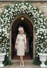 Isabel Campo Mother Of The Bride Wedding Outfit Size 38 2 Piece Dress & Bollero