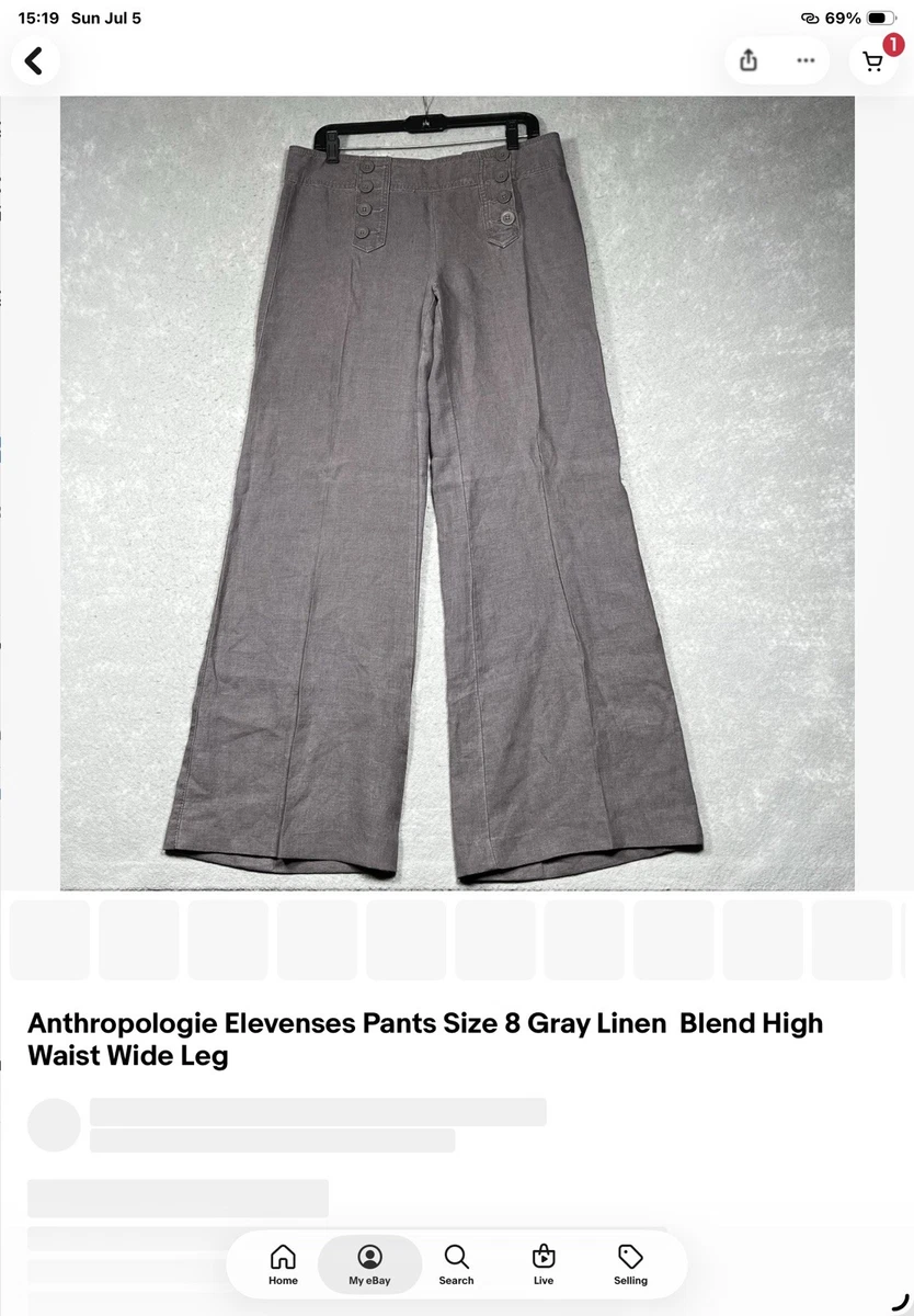Gray Wide-Leg Linen Pants for Women for sale | eBay