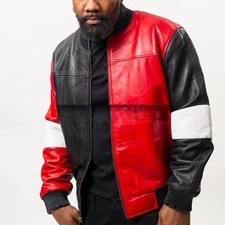 Men's Baseball Multi Color Varsity Jacket [Black/Red] Leather Bomber Jacket