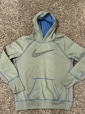 Nike Therma-FIT Hoodie Youth Gray Pullover Swoosh Sweatshirt Size Large Unisex