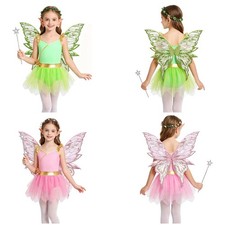 Girl's Butterfly Costumes Cosplay Sequins Fairy Princess Outfits Shiny Elf Gift