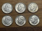 Lot of 6 1962 D Roosevelt Silver Dimes XF