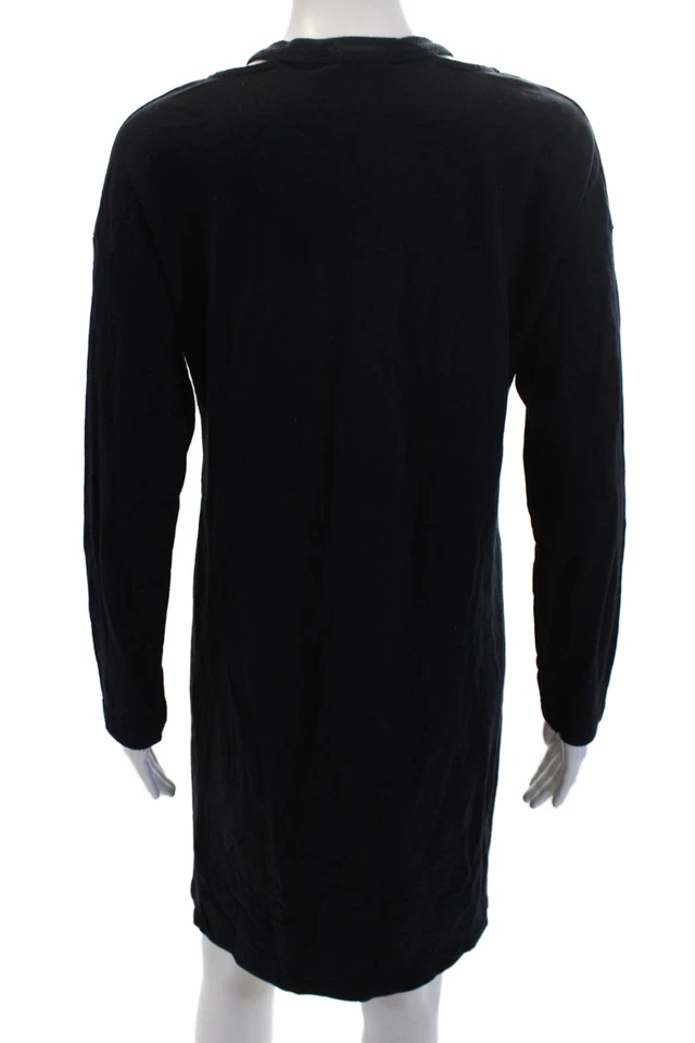 Splendid Women's V-Neck Long Sleeves Mini T-Shirt Dress Black Size XS - Image 3 of 4
