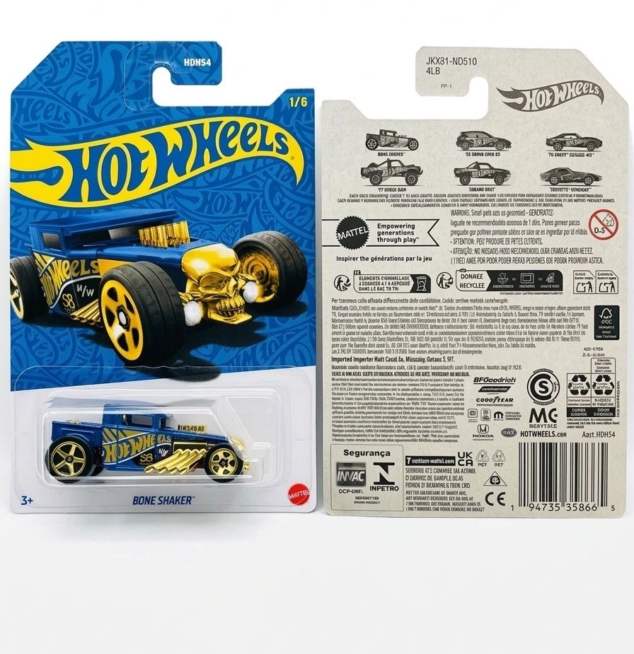 Hot Wheels 2026 58th Anniversary Blue & Gold Chrome Bone Shaker 1/6 Blue Gold - Image 1 of 1