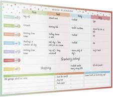 Weekly Wall Planner  4 Columned Family 47cm x 32cm Laminated Wipeable Reusable